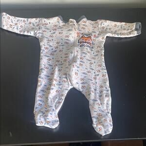 Explorer Fox grey & Orange Footed One-Piece 0-3